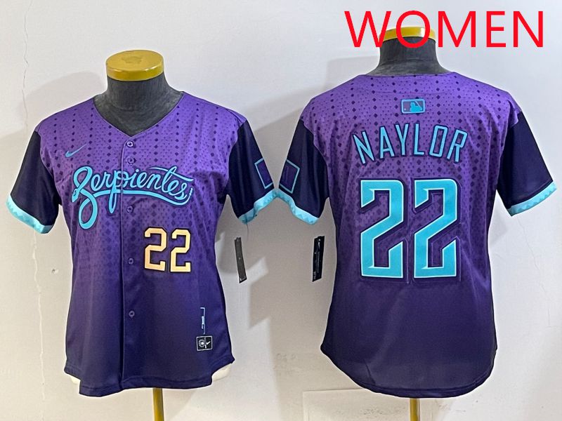 Women 2025 Arizona Diamondback 22 Naylor Purple Joint Name Nike MLB Jersey style 3